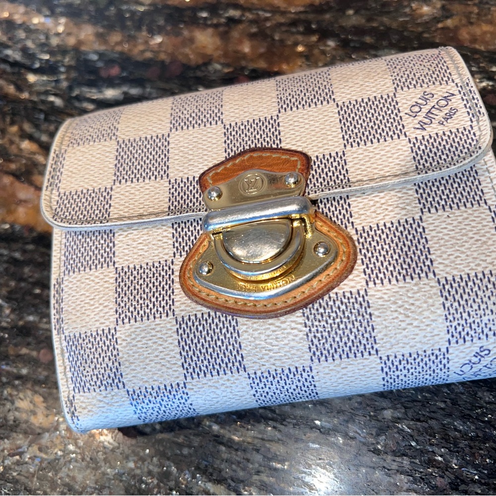 Louis Vuitton Damier Azur Wallet with Gold Clasp